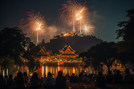 元宵节烟花的绽放背景