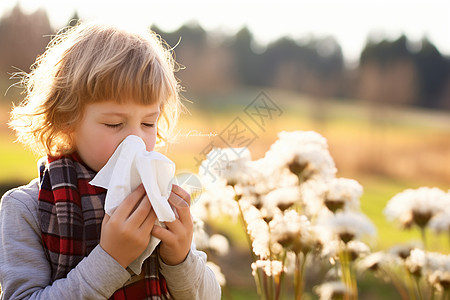室外花粉过敏的小孩子图片