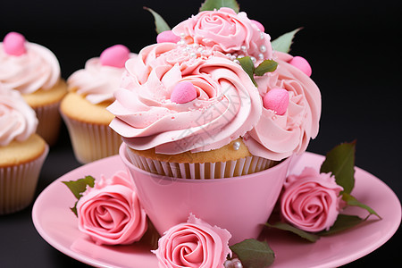 粉红色杯子蛋糕图片