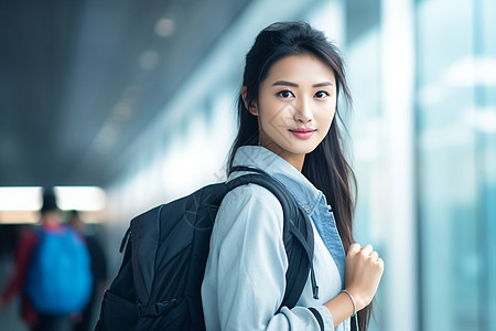 候车厅等车的女人图片