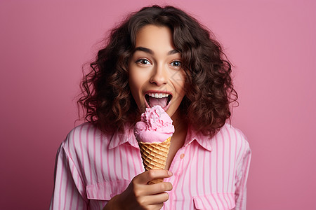 吃冰淇淋的女孩图片