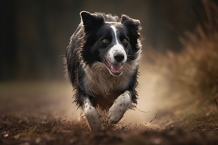 奔跑的动物高速奔跑的边境牧羊犬背景