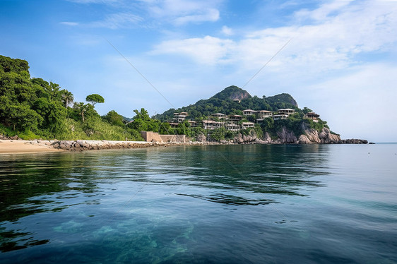 泰国海滩上的别墅景色图片