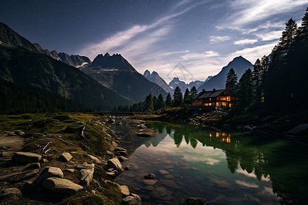 自然山川河流风景背景图片