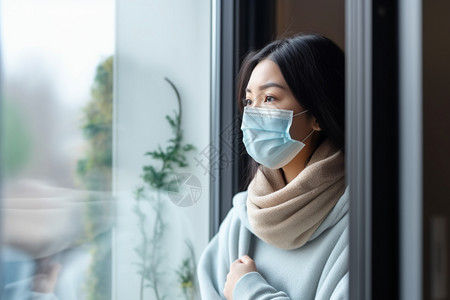 望向窗外的女子高清图片