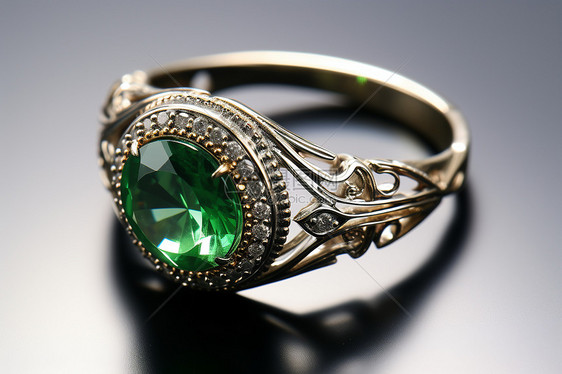 翠绿宝石戒指图片