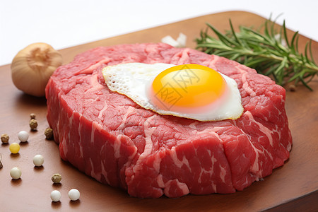 美味的生牛肉餐盘图片