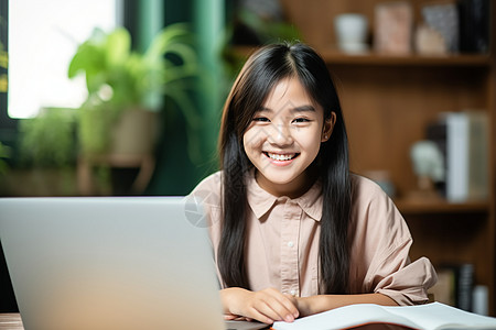 电脑学习的女孩图片