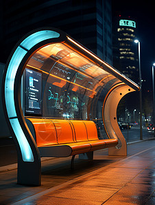 未来主义的公交车站图片