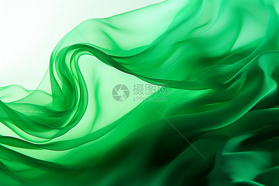 轻柔飘扬的绿色丝带图片