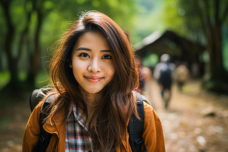 快乐的亚洲女旅行者图片