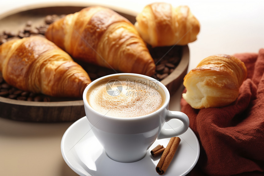 清晨咖啡与烤面包图片