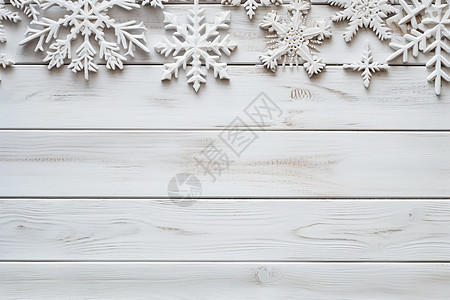 圣诞节雪花圣诞节装饰的木桌背景