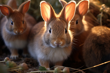 一群可爱的兔子图片