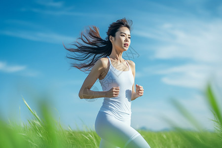 运动跑步跑步的女生背景