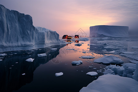 漂浮的冰块北极冰川融化高清图片
