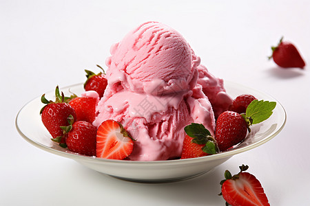 冰激凌冰爽可口草莓冰淇淋的诱惑背景