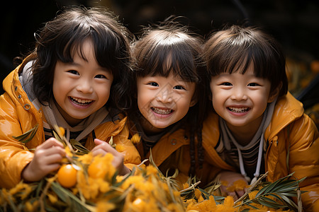 快乐的三个孩子图片