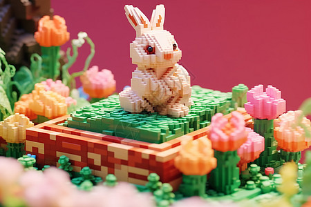 春日花海里的积木兔子图片