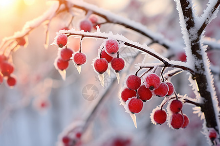 冰雪王国阳光下的果实背景