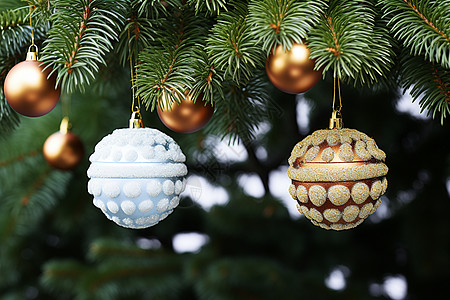 圣诞树上的节日装饰图片