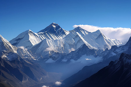 雪山脉珠穆朗玛峰的风景背景