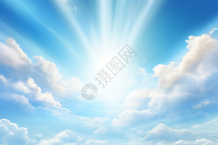 阳光照亮蓝天白云图片