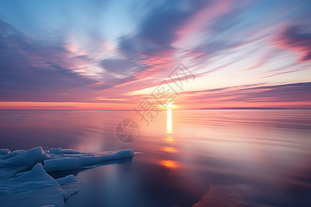 冰山的夕阳图片