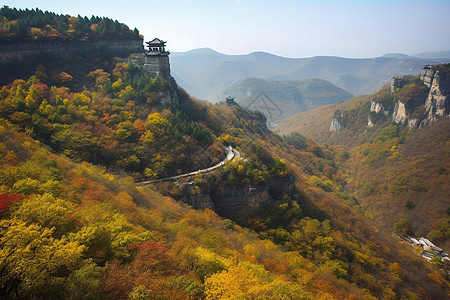 秋日山川美景背景图片