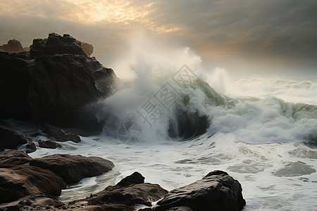 海浪的波涛汹涌背景图片