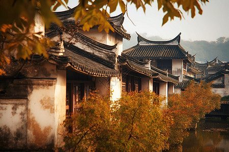 涠洲徽州建筑风格背景