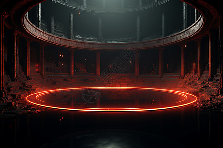 红色的圆形舞台图片