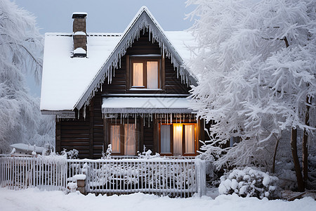 冬日雪屋背景图片