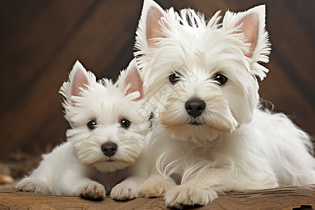 两只可爱的白色狗图片
