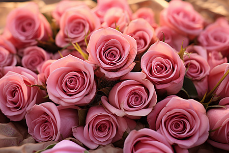 涤纶上的粉玫瑰花束图片