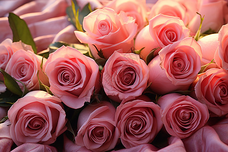 丝绸上的粉玫瑰花束图片