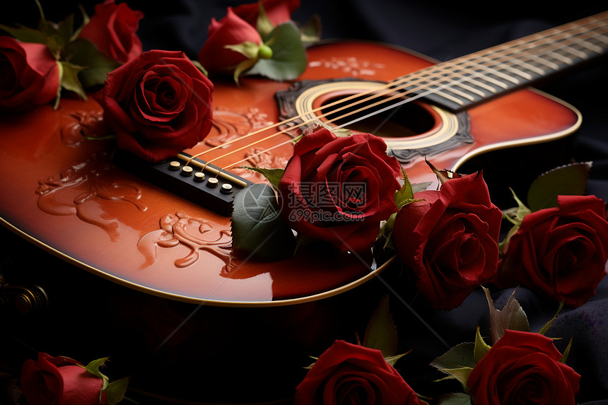 红玫瑰的音乐之美图片