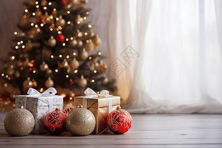 圣诞小树和礼物盒图片
