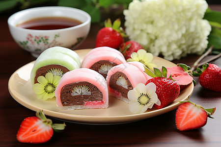 草莓与甜点背景图片