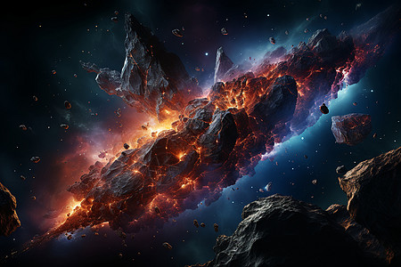 光彩夺目的太空陨石背景图片