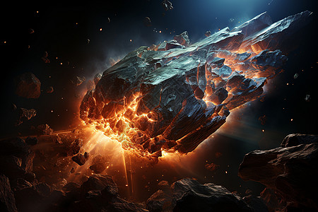 撞击爆炸的陨石背景图片