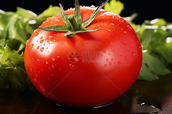 挂满水珠的西红柿图片