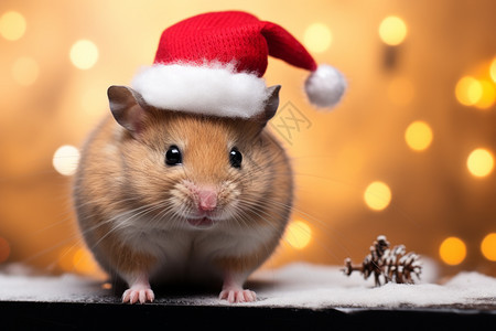 带着圣诞帽的仓鼠图片