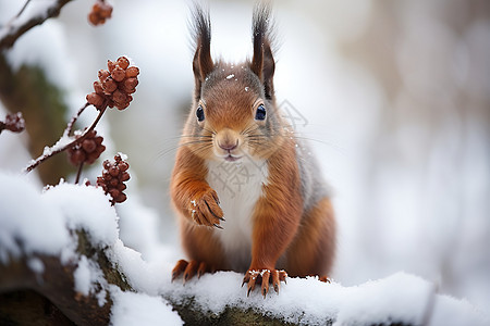 松鼠在雪地中图片