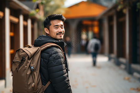 旅行的亚洲男子背景图片