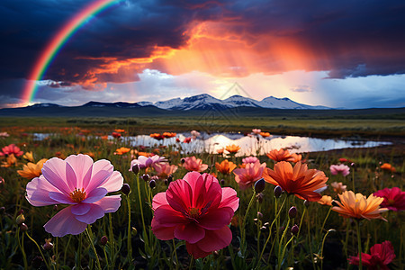 彩虹下美丽风景图片