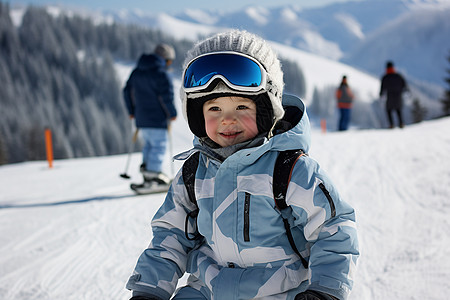 滑雪小男孩图片