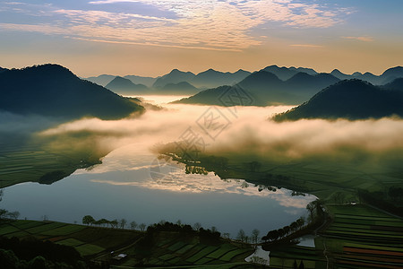 秋日宁静湖泊图片