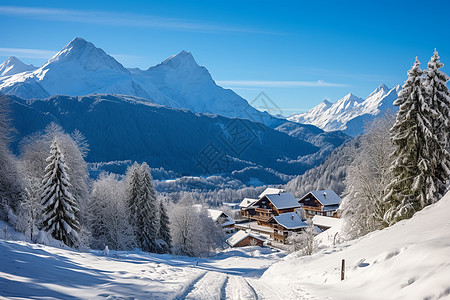 山中小屋冰雪山中的小屋背景