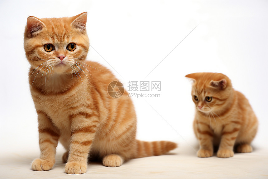 毯子上坐着两只猫咪图片